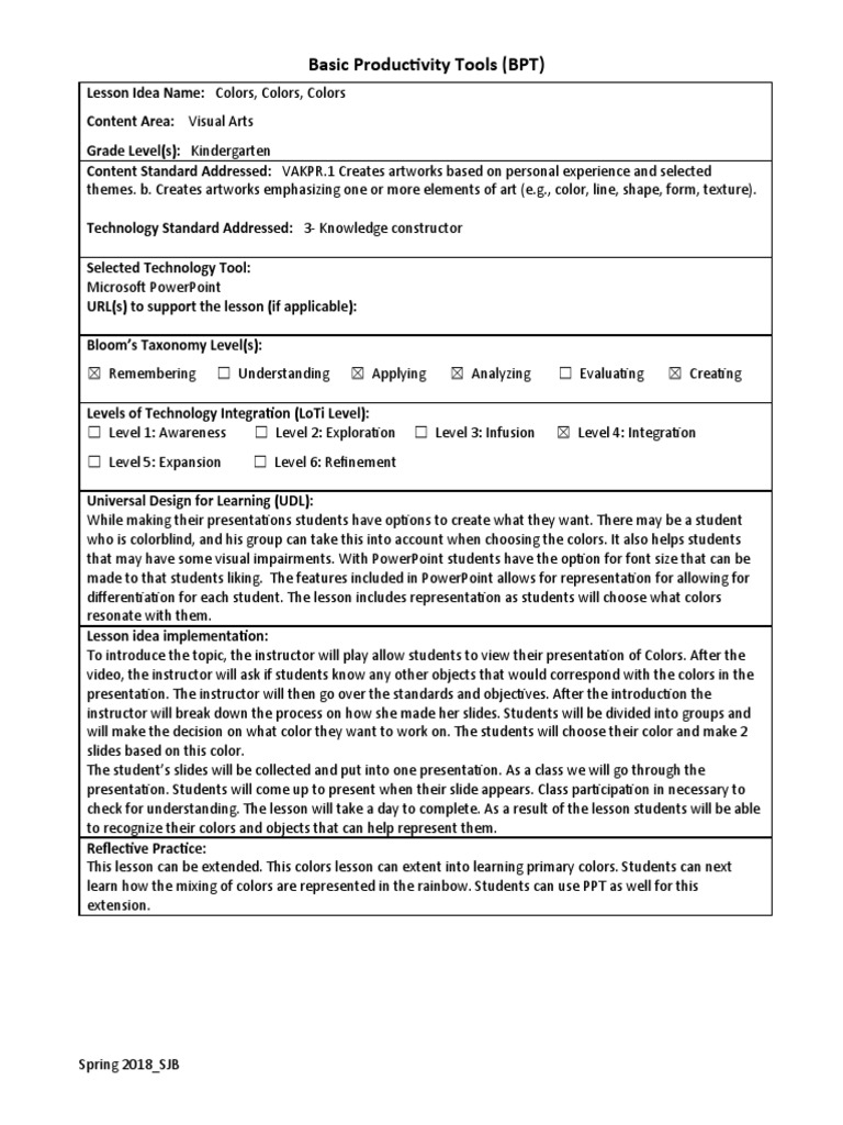 Basic Productivity Tools Lesson Idea Template | PDF | Microsoft Power ...