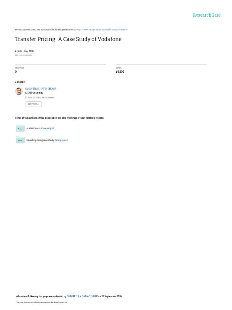 Transfer PricingA Case Study of Vodafone Article PDF