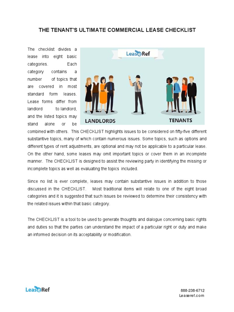 Tenant's Commercial Lease Checklist | PDF | Leasehold Estate | Landlord
