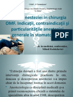 Bazele Anesteziei În Chirurgia OMF. Indicaţii, Contraindicaţii Şi Particularităţile Anesteziei Generale În Stomatologie