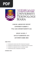 CHM 260: Laboratory Report Experiment Number: 5 Title: Gas Chromatography (GC)