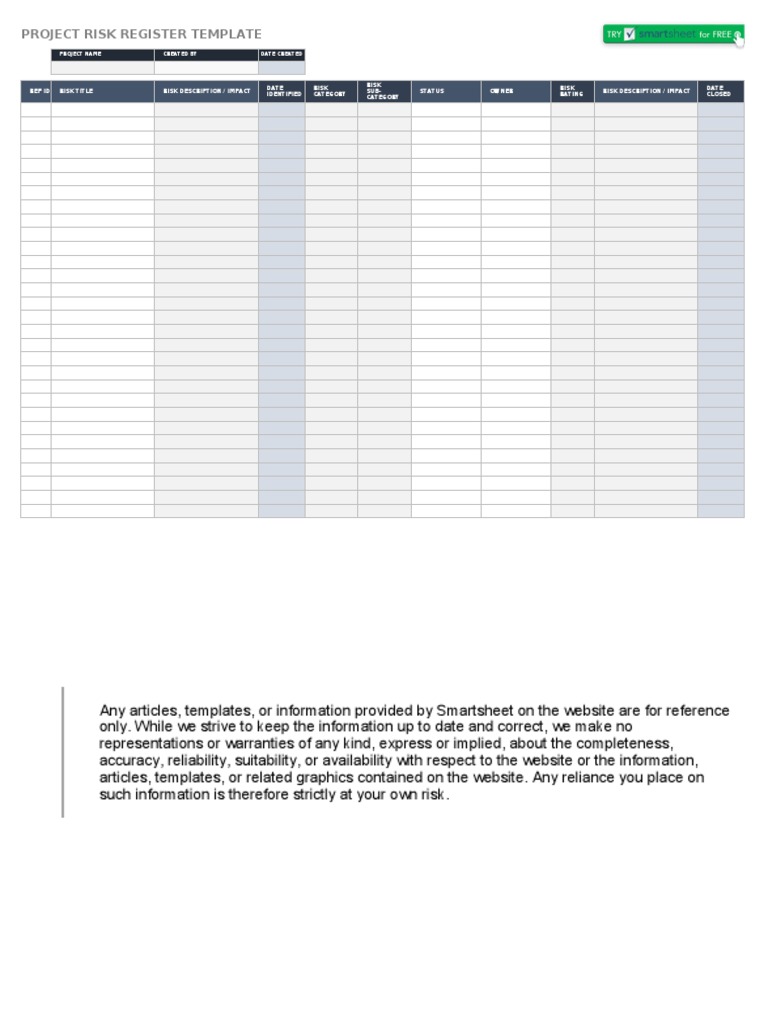 Project Risk Register Template | PDF