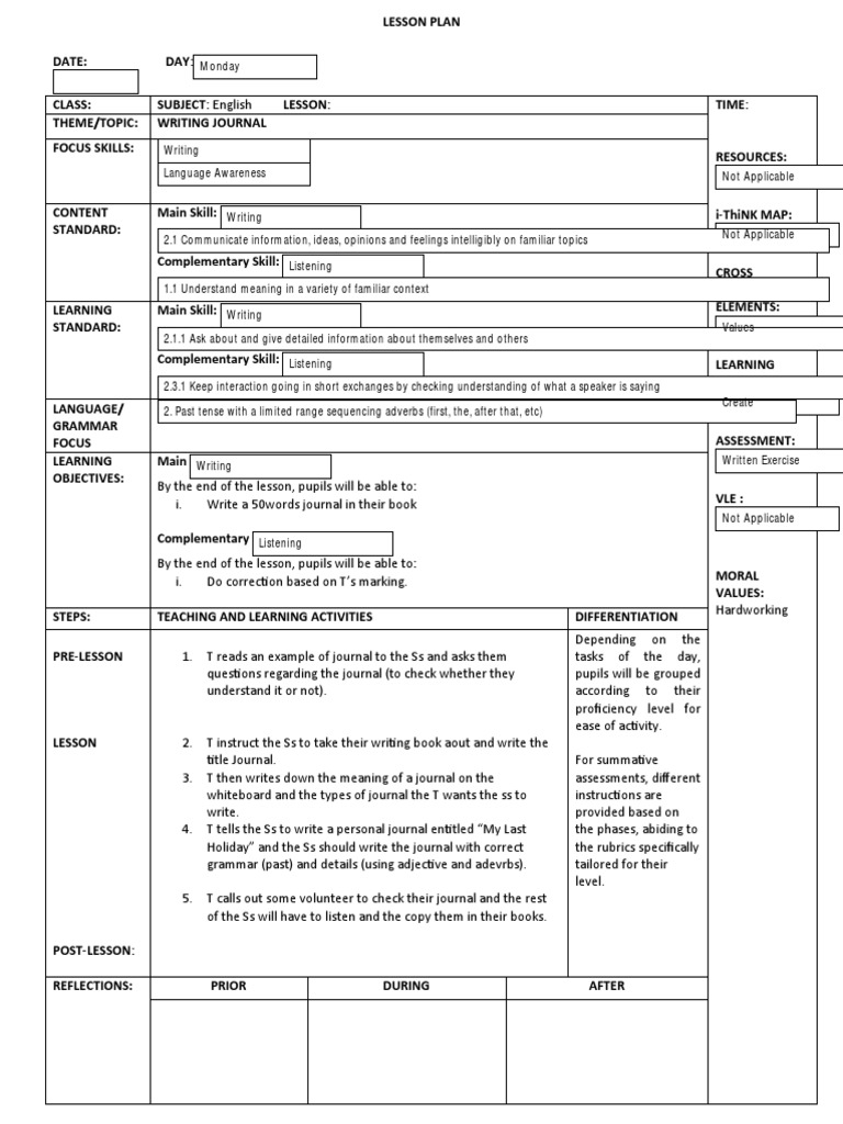 3 Writing Journal | PDF | Lesson Plan | Learning