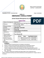 Emergency Vehicle Permit: (Under Disaster Management Act, 2005)
