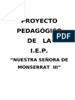 Proyecto Pedagógico de La I.E.P.: "Nuestra Señora de Monserrat Iii"