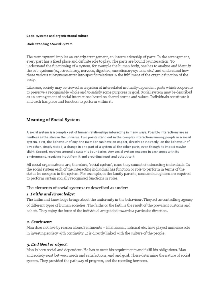 Understanding Social Systems and Culture | PDF | System | Socialization