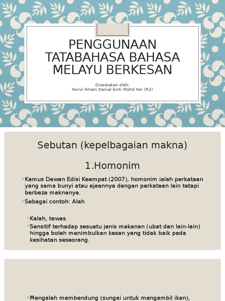 Penggunaan Tatabahasa Bahasa Melayu Berkesan Pdf