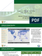 Progress On COVID-19: South Africa Public Health Response Minister of Health South Africa