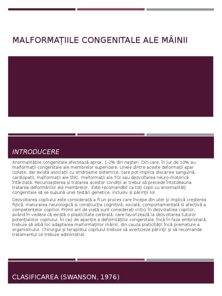 Malformațiile Congenitale Ale Mâinii | PDF