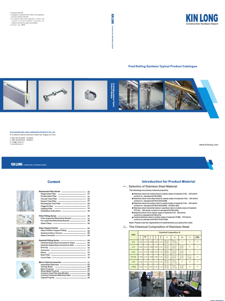 Kinlong Railing Systems Product Catalogue | PDF | Pipe (Fluid ...