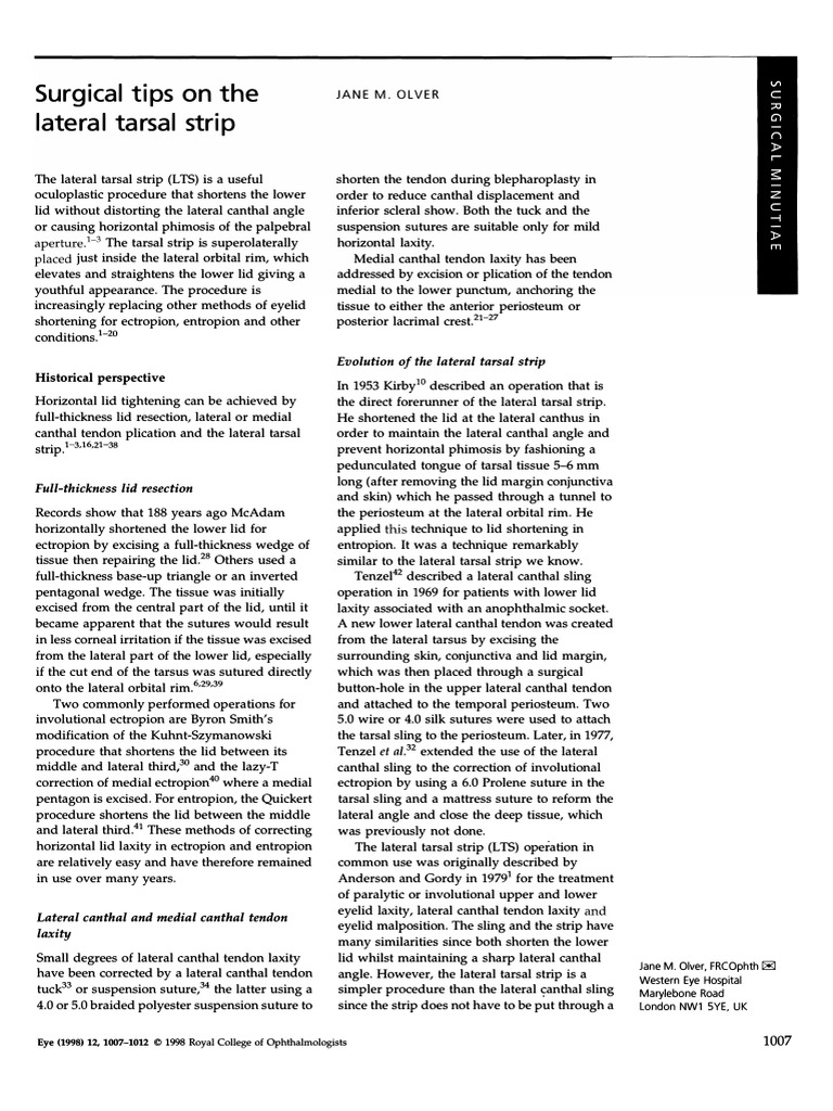 Lateral Tarsal Strip PDF | PDF | Surgical Suture | Surgery