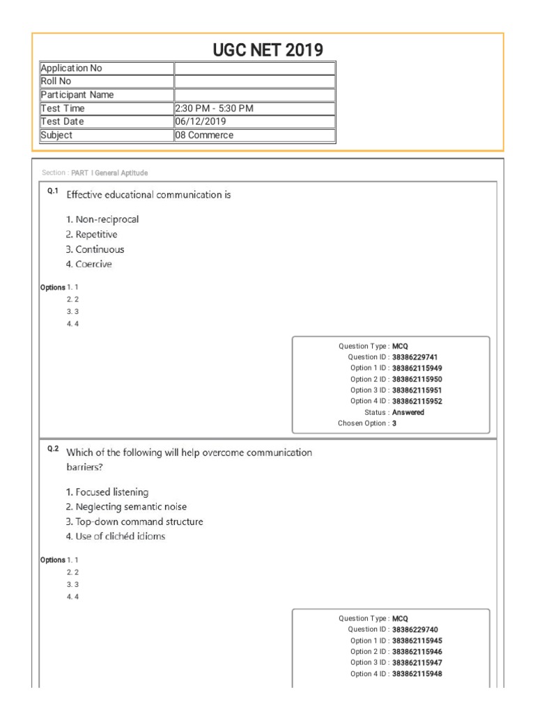 UGC NET Commerce 2019 DEC | PDF