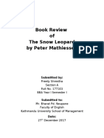 Book Review of The Snow Leopard by Peter Mathiessen: Preety Shrestha Section A Roll No. 177103 BBA Year I Semester I