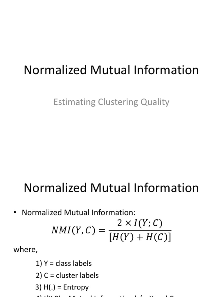 Normalized Mutual Information for Clustering | PDF | Statistical Theory ...