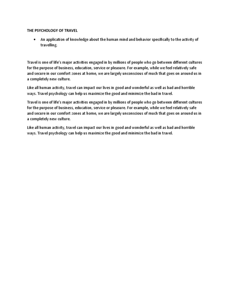 The Psychology Of Travel Pdf