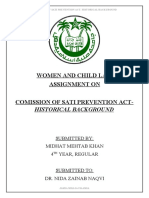 Women and Child Law Assignment On Comission of Sati Prevention Act