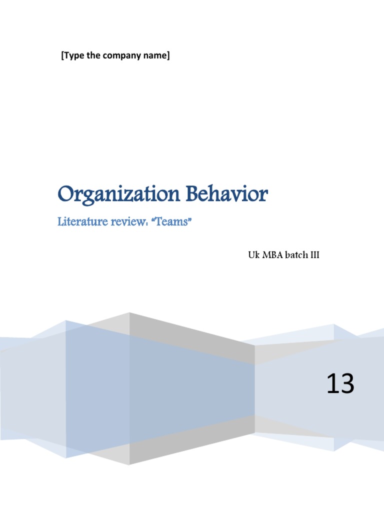 organization behavior literature review
