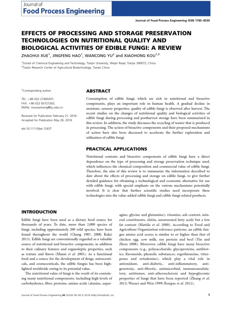Impact of Processing on Edible Fungi Quality | PDF | Food Preservation ...