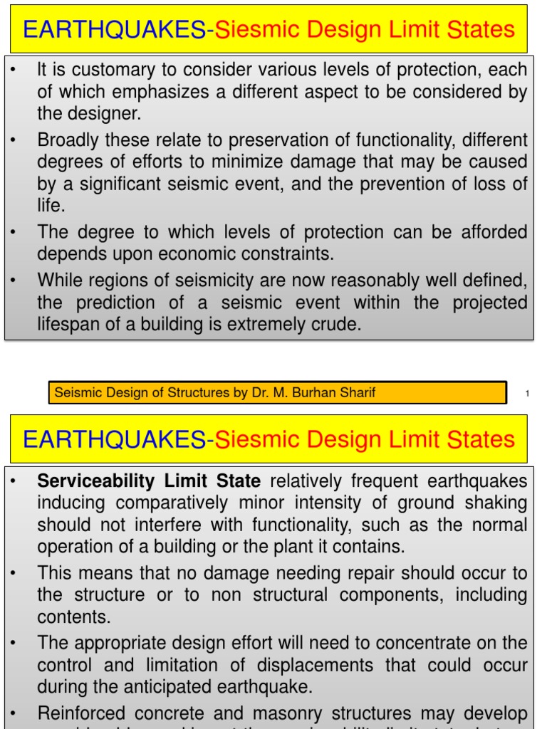 Seismic Design Limit States and Structural Performance Levels | PDF ...