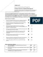 Ethical Guidelines Check List: Statement To Undergraduate Students: Importance of Obtaining Ethical Approval