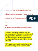 Please Find The Feedback Highlighted Below From The Assessor. Please Work It Out As It Hasn't Been Done at All! Thak You