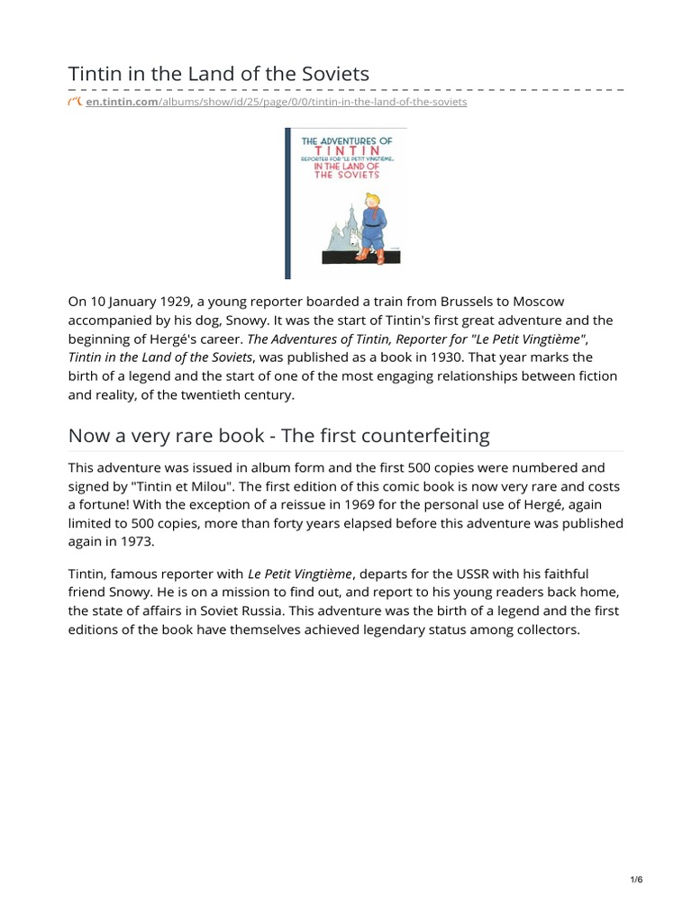 01 Interesting Facts Tintin in The Land of The Soviets PDF