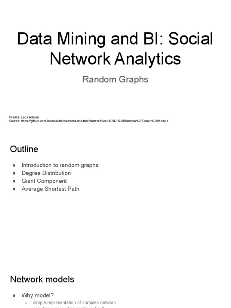 Data Mining and BI: Social Network Analytics: Random Graphs | PDF ...