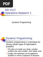 ESI 4313 Operations Research 2: Dynamic Programming