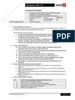 Course Handout (Student & Faculty) : Course Plan Project Management (ME 743)