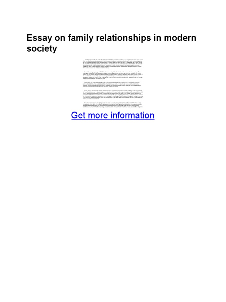 Family Relationships in Modern Society | PDF | Family | Essays