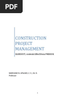 Construction Project Management: HANDOUT, Contents Lifted From PMBOOK