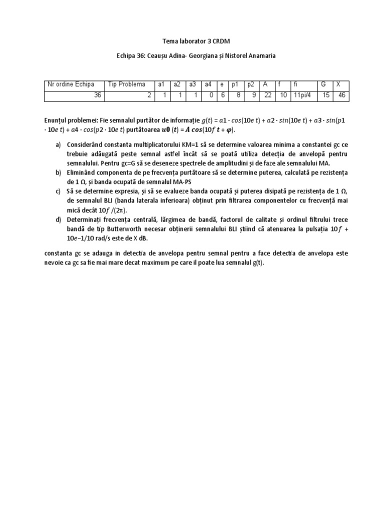 Tema Laborator 3 CRDM | PDF