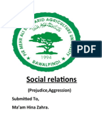 Social Relations: (Prejudice, Aggression) Submitted To, Ma'am Hina Zahra
