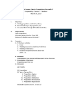 Outlined Lesson Plan in Prepositions For Grade 7: Prepared By: Dennis C. Caballero March 18, 2020