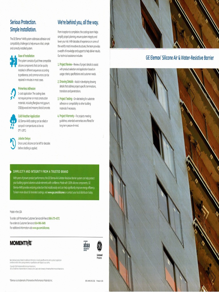 GE Elemax Silicone Air & Water Resistive Barrier PDF