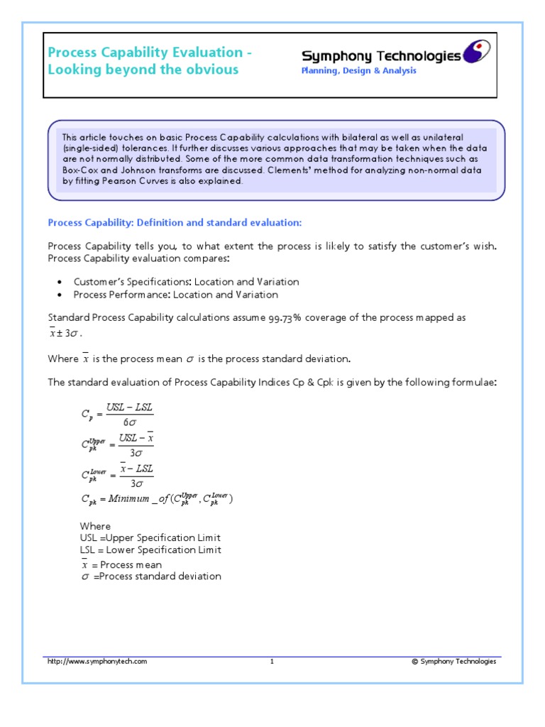 Process Capability Evaluation - Looking Beyond The Obvious | PDF