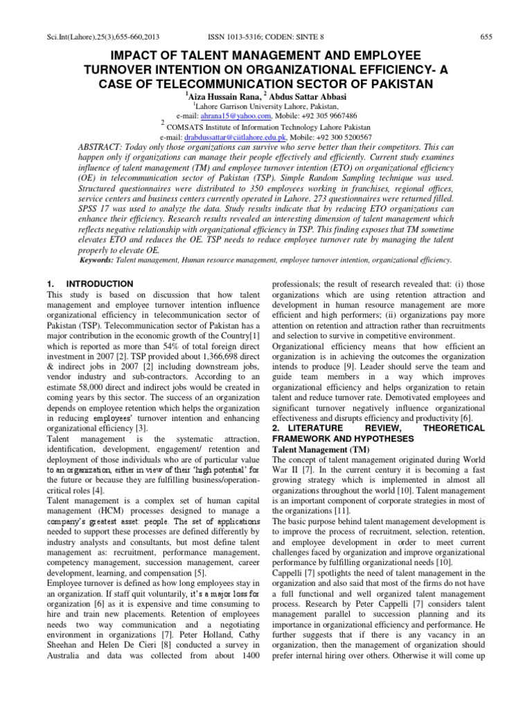 Talent Management Impact on Efficiency | PDF | Employee Retention ...
