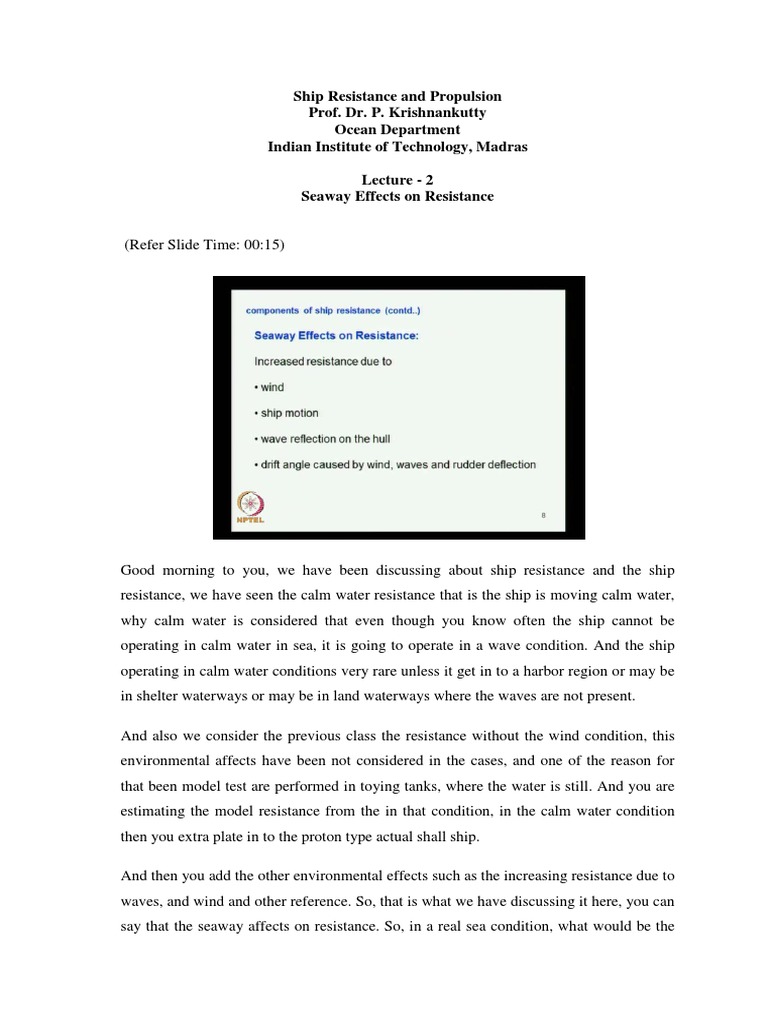 Seaway Effects on Ship Resistance | PDF | Reynolds Number | Laminar Flow