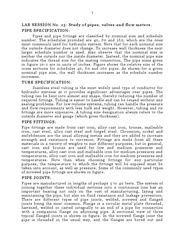 Lab Session PDF | PDF | Valve | Flow Measurement
