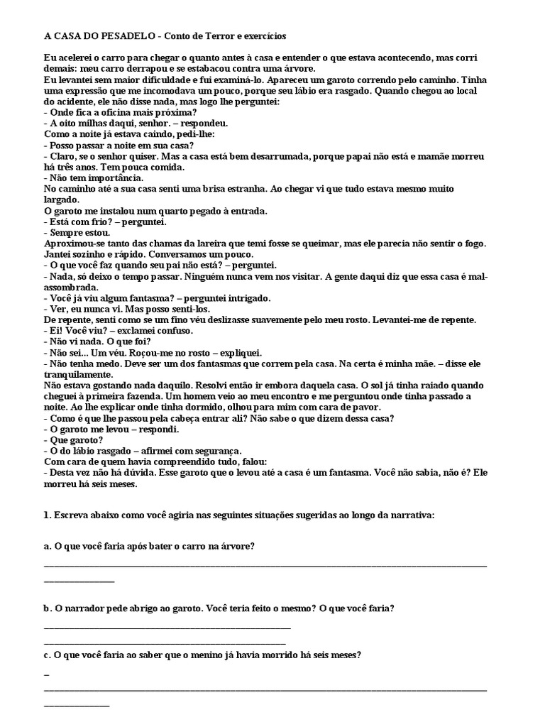 A Casa Do Pesadelo | PDF | Contos, image size:768x1024