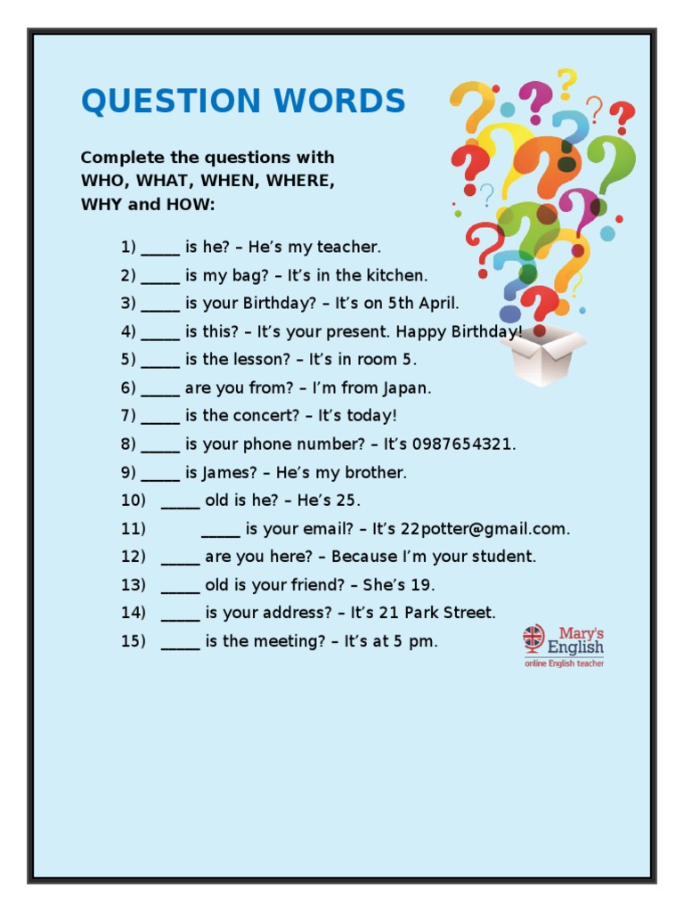 Complete WH- Questions Guide | PDF