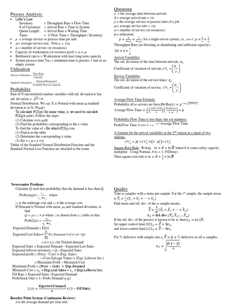 Process Analysis and Queueing Theory | PDF | Mean | Standard Deviation