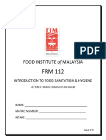 Food Institute of Malaysia: Introduction To Food Sanitation & Hygiene