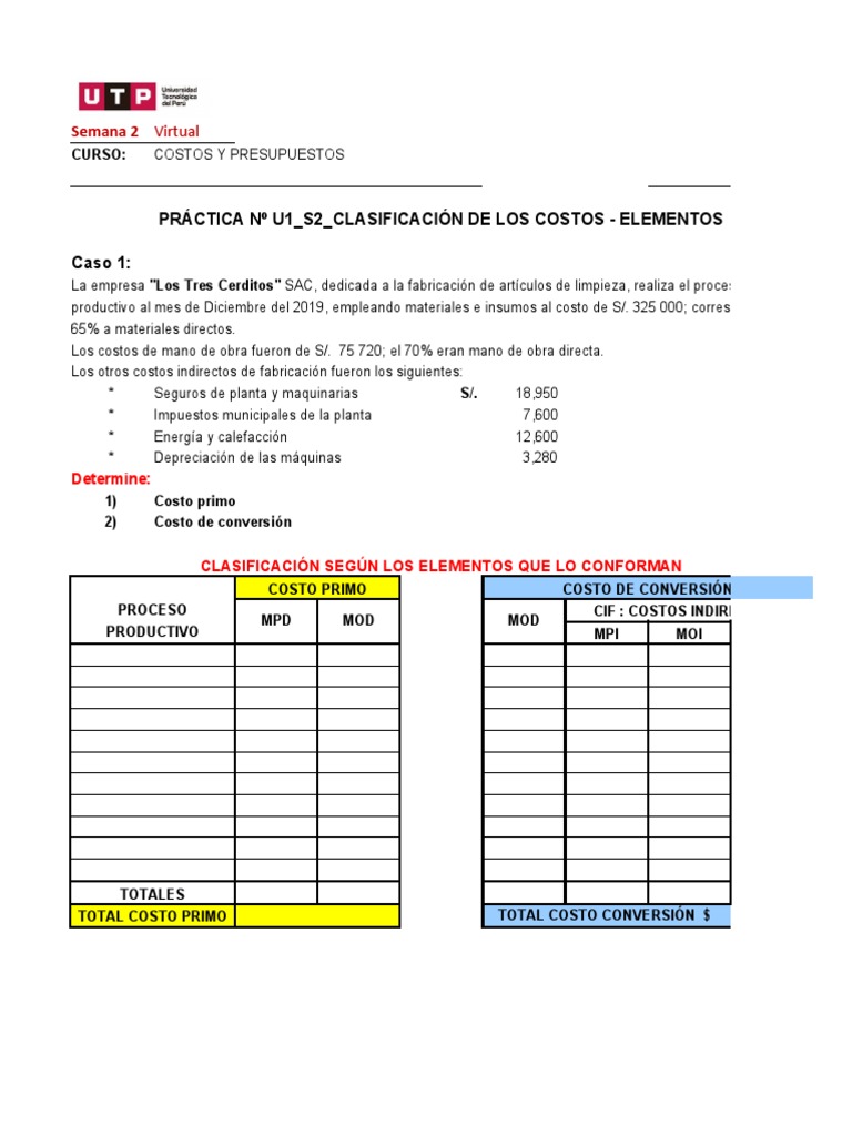 SRemota02 - Ejercicios Clasificación de Los Costos - Elementos | PDF ...