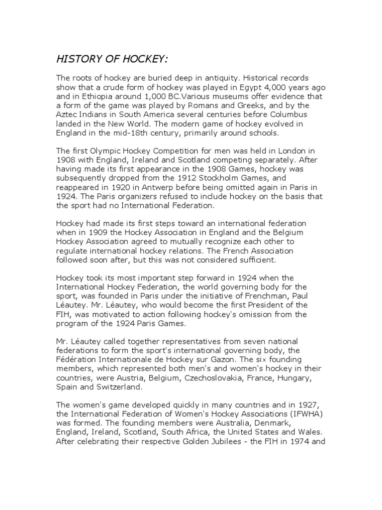 History of Hockey PDF Leisure Competitive Games