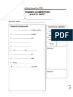 Primary 4 Competition Answer Sheet