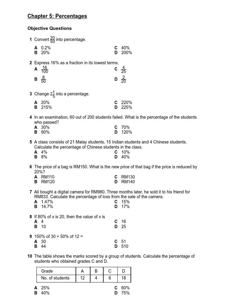 Maths Form 1 Chapter 5  Percentage  Interest