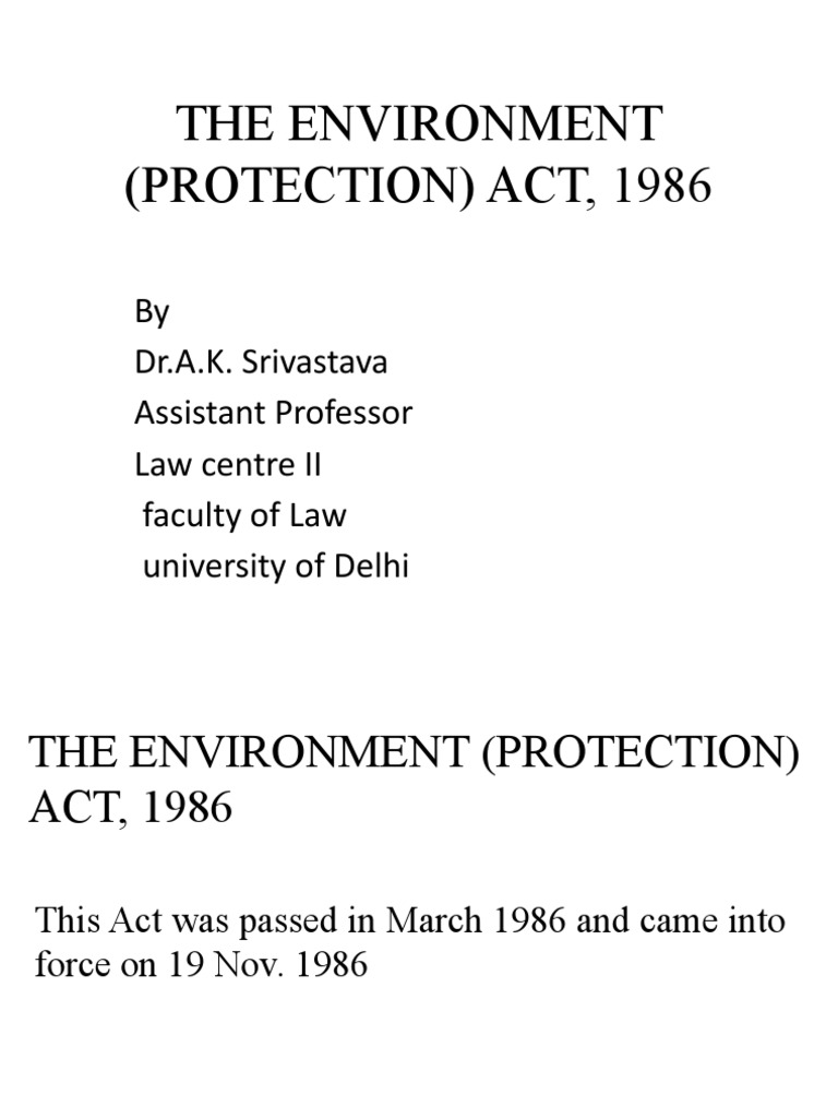 The Environment (Protection) Act, 1986 PDF Emission Standard