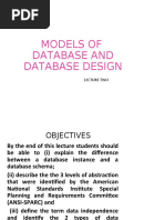 Models of Database and Database Design: Lecture Two