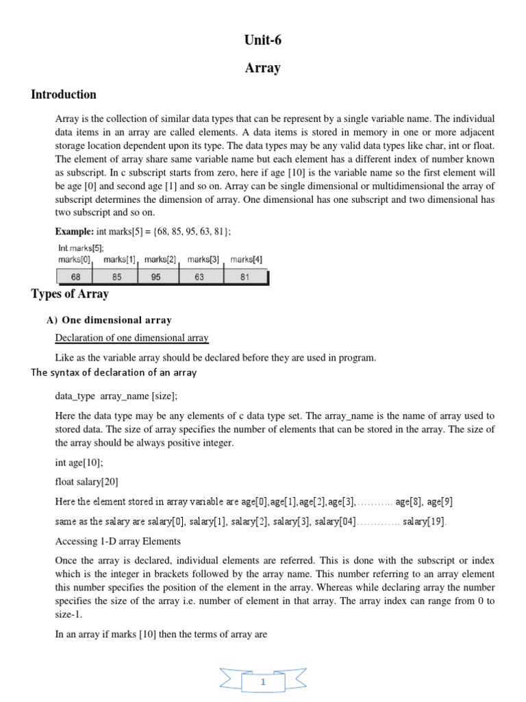Unit-6 (Array) PDF | PDF | Array Data Structure | String (Computer Science)